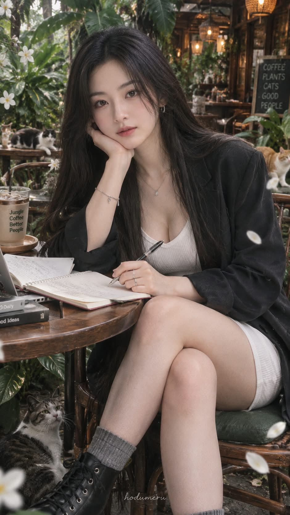 Studying at a Rainforest-Inspired Café