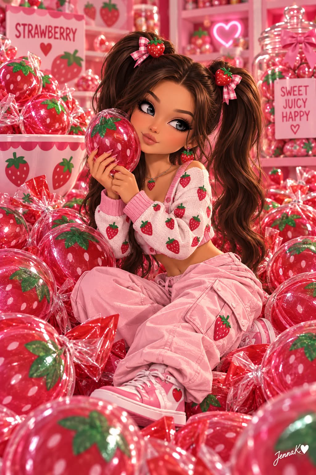 Strawberry Candy Wonderland Fashion Portrait