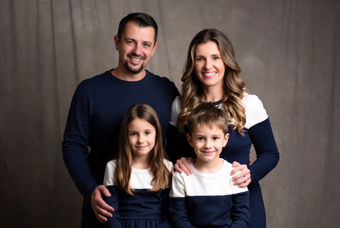Create a Studio Portrait of a Family of Four