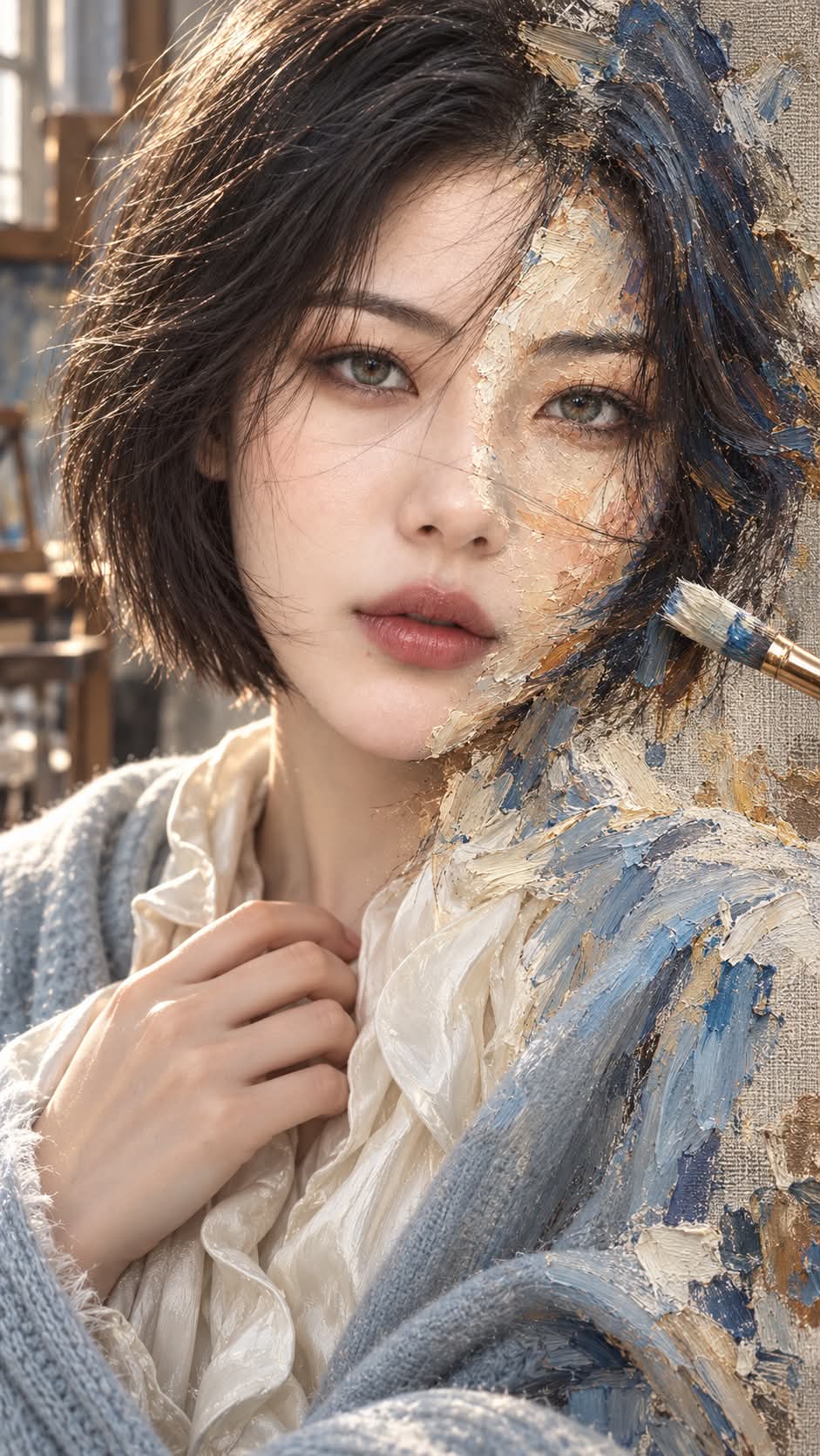 Born from the Brush: Photorealistic and Oil-Painted Portrait output 2