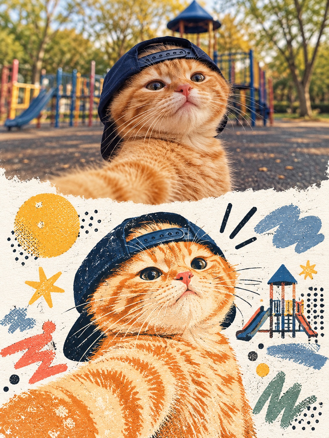 Split-Composition Japanese Graphic Poster