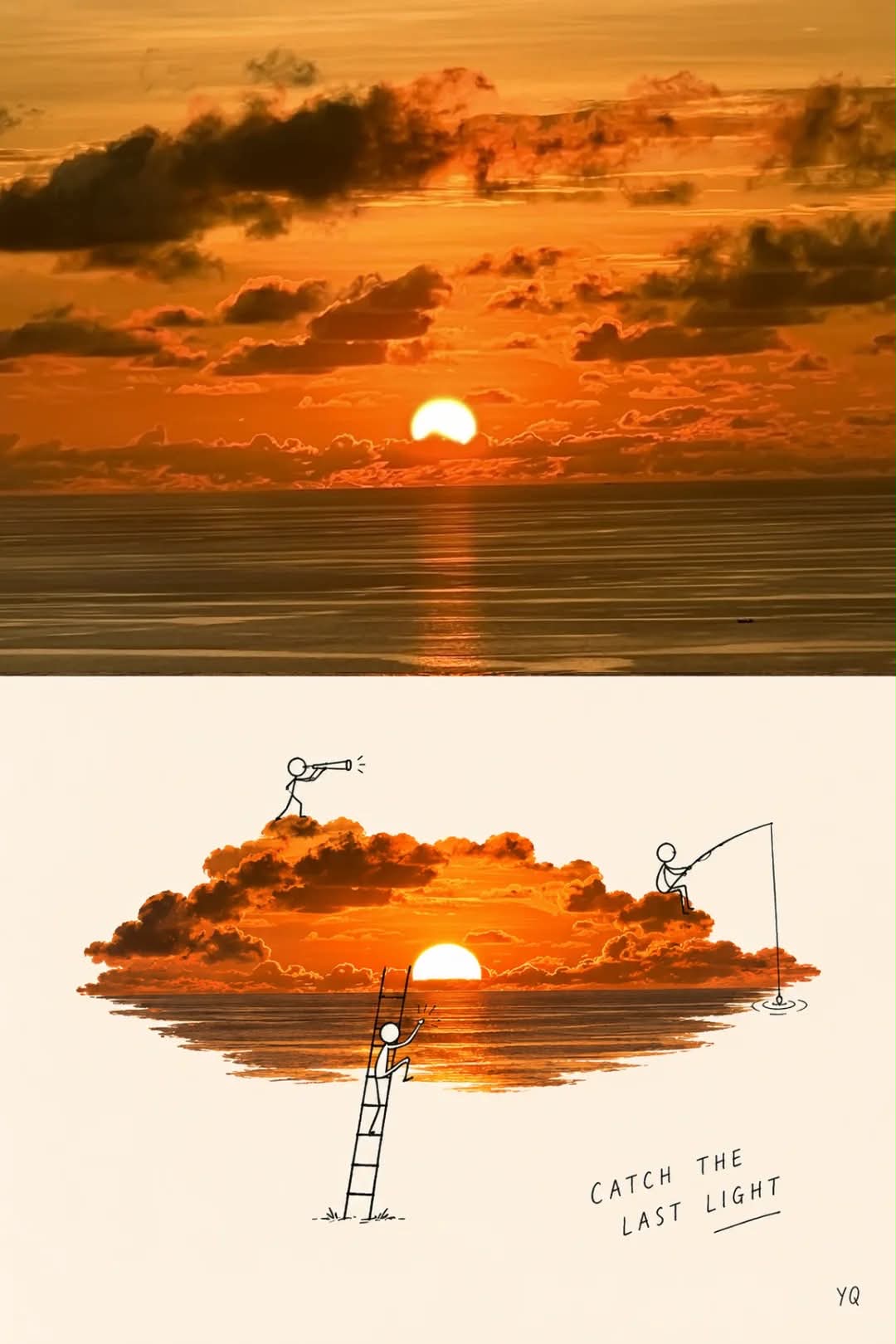 Travel Photo and Cream-Paper Doodle Poster
