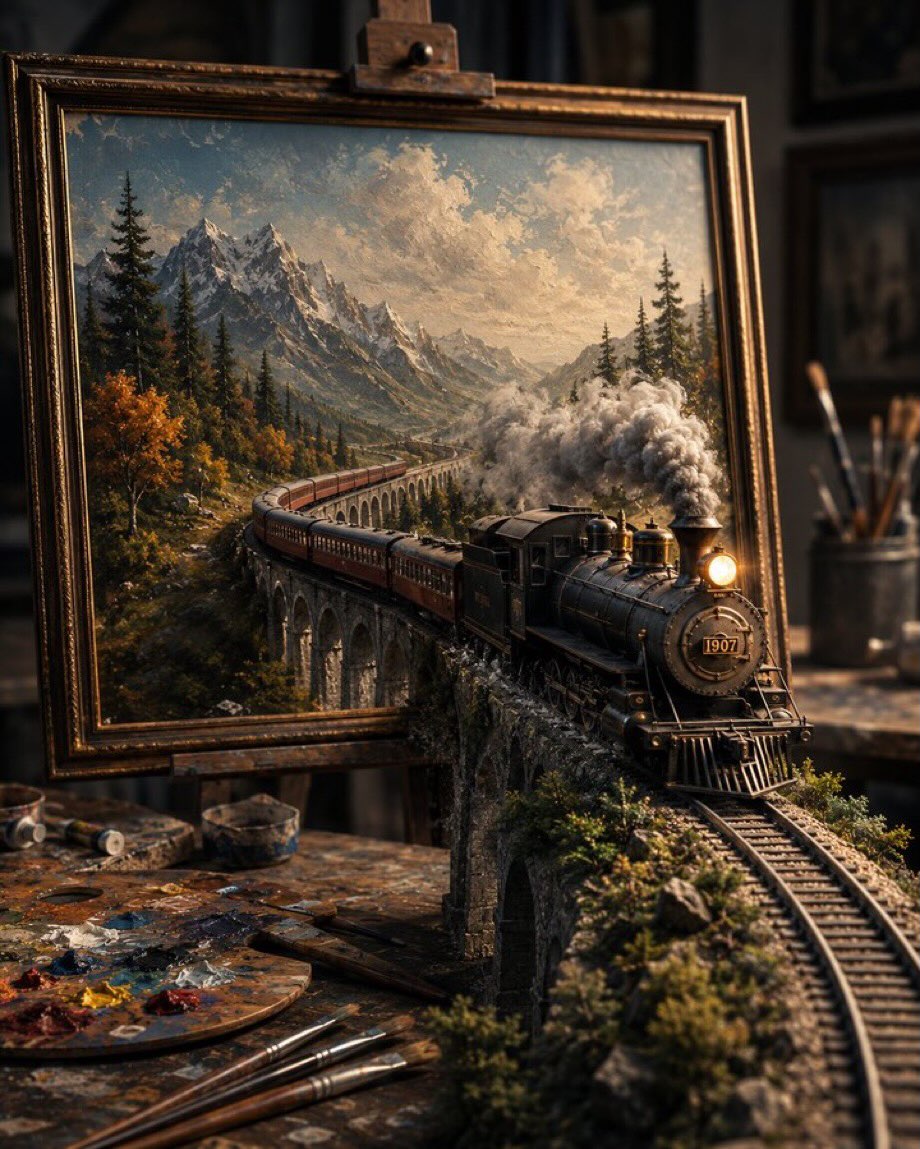 Beyond the Canvas: A Steam Train Comes to Life