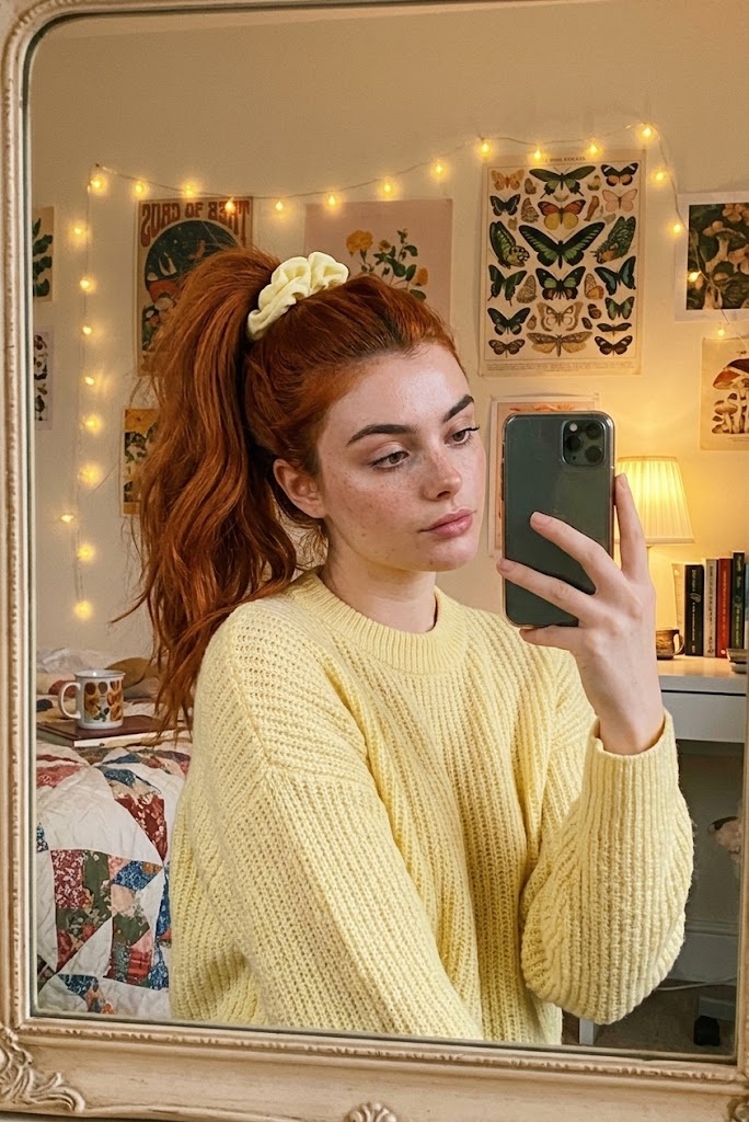 Cozy Bedroom Mirror Selfie output 1