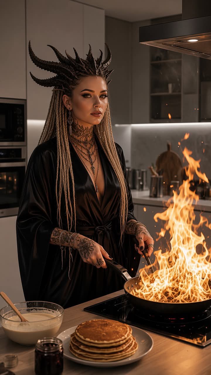 Dark Fantasy Queen Flambéing Pancakes output 2