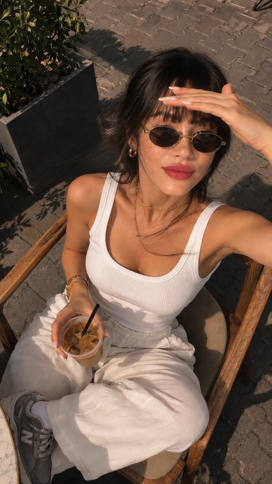 Candid Café Photo in Harsh Sunlight