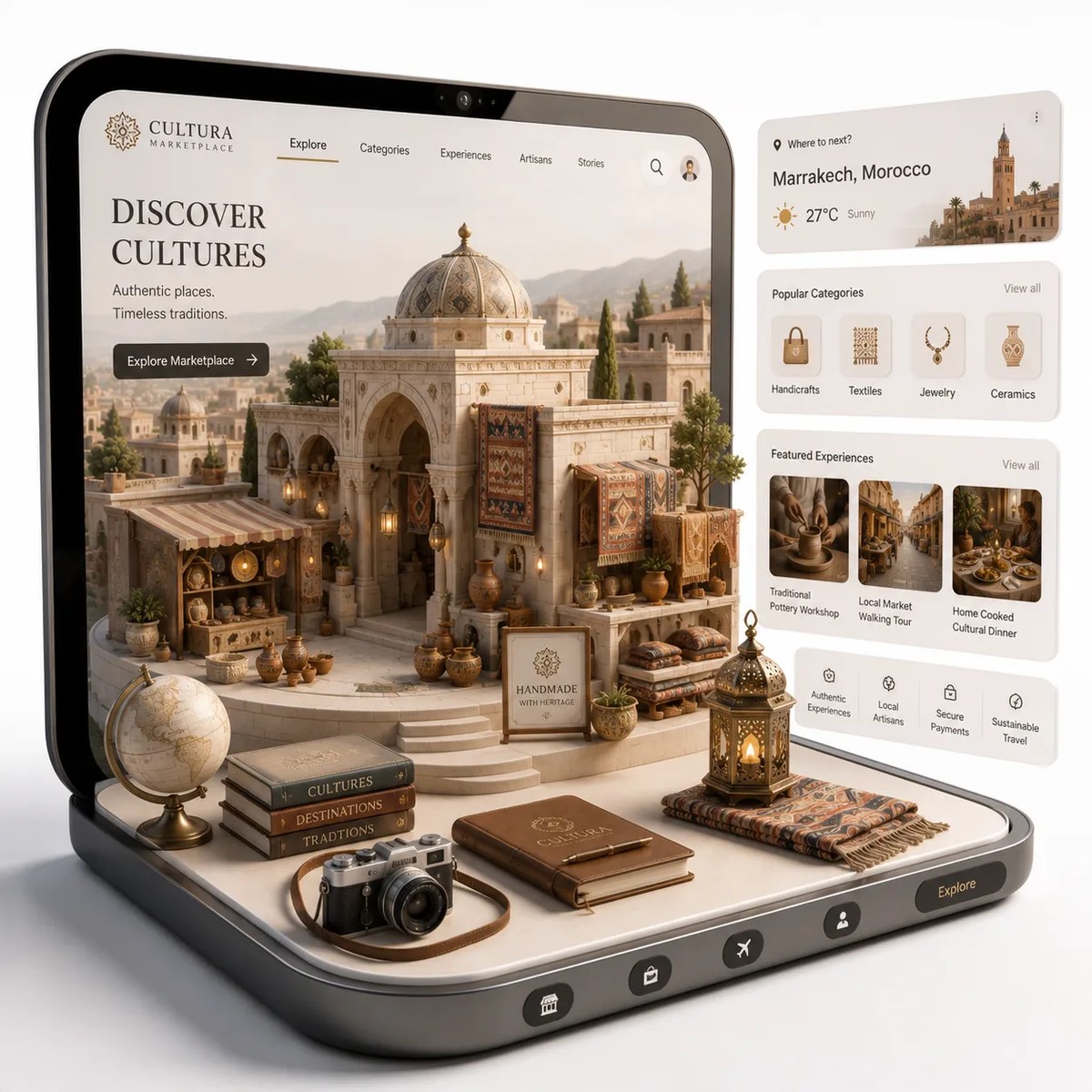 Luxury Travel Diorama Emerging from a MacBook Pro output 5