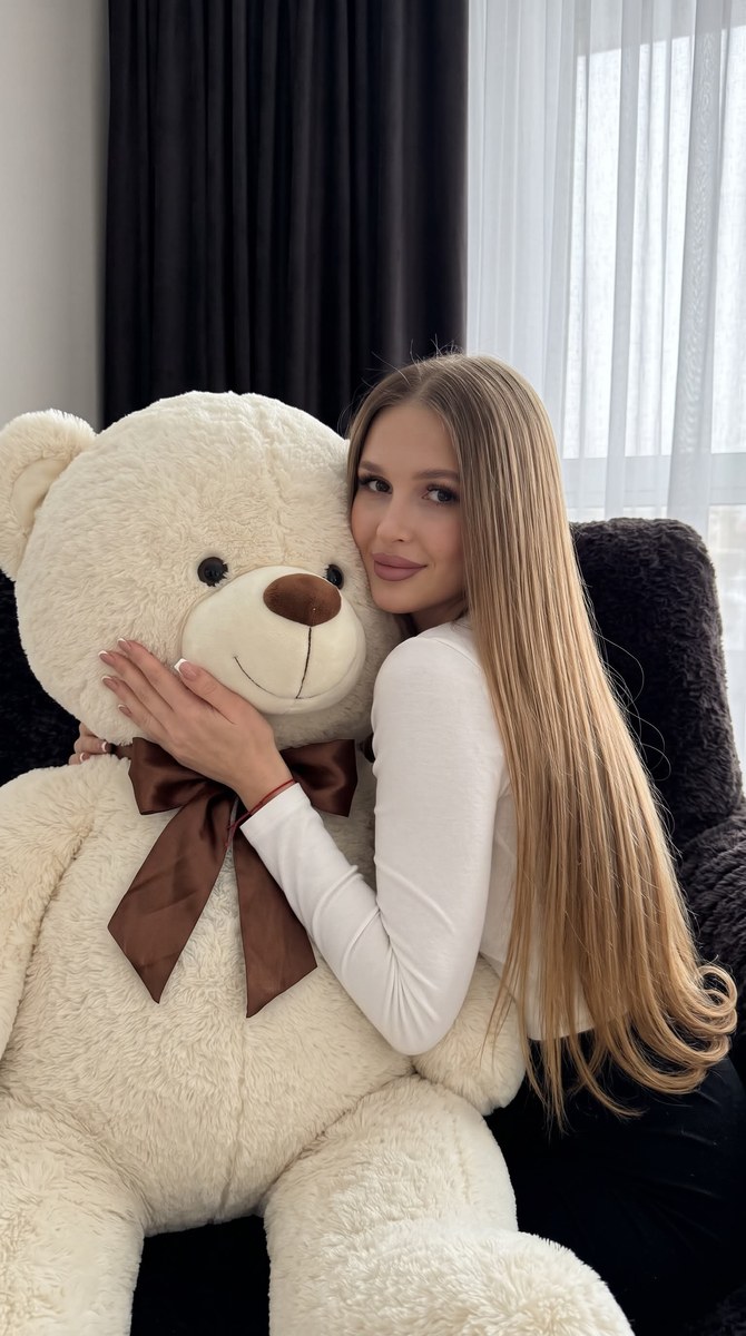 Photorealistic Portrait with a Giant Teddy Bear