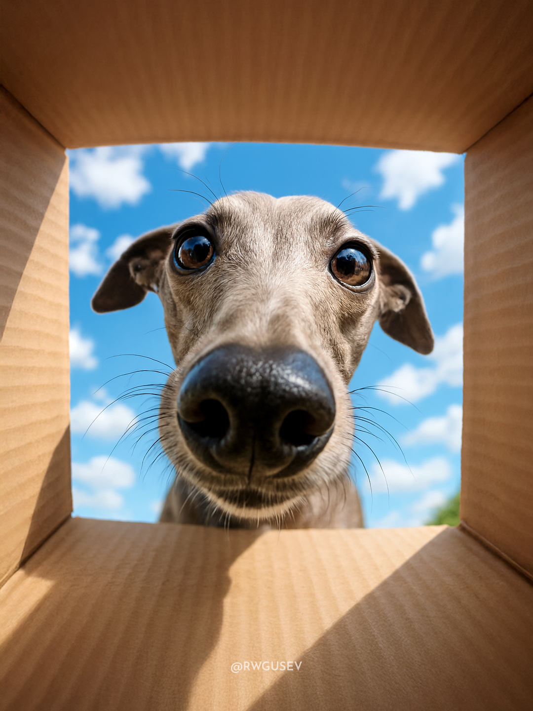 Adorable Animal Peeking Into a Box — Advertising Photo output 3