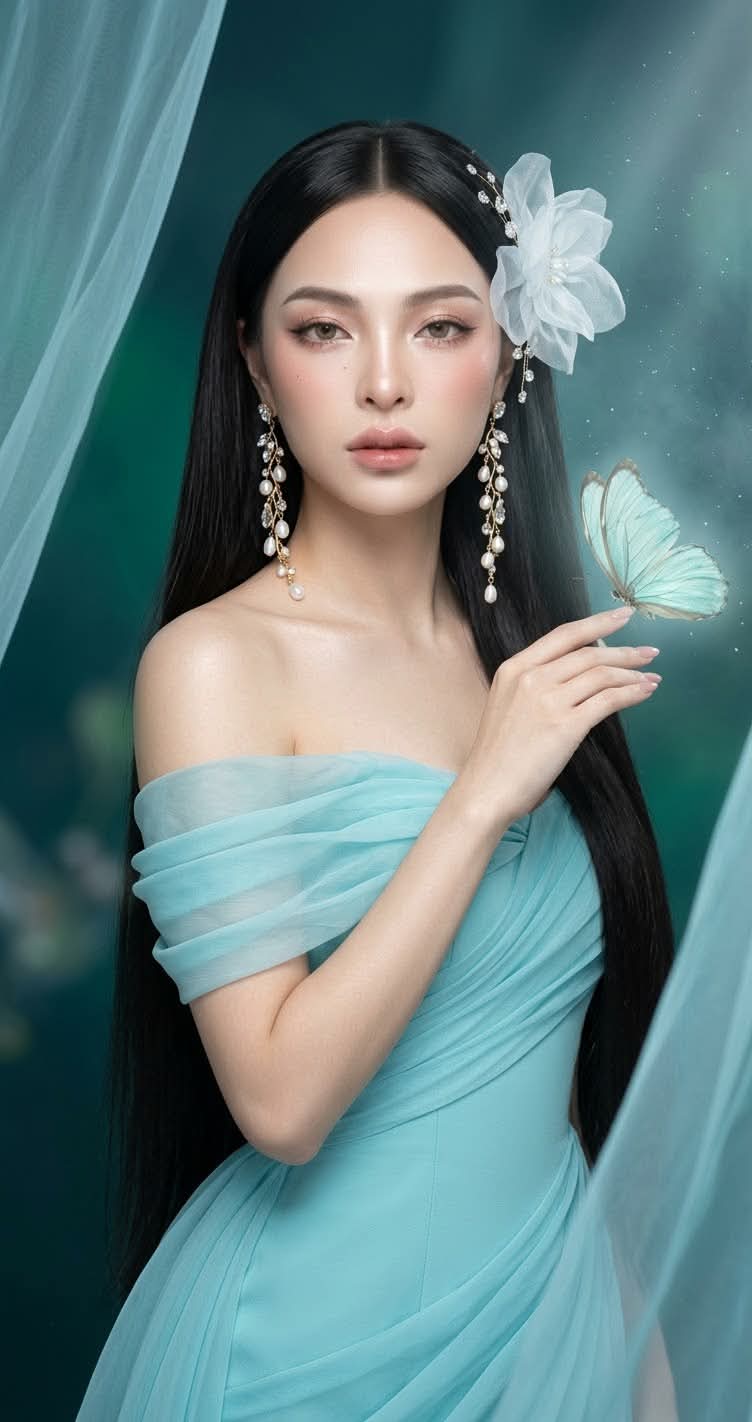 Aqua-Blue Butterfly Korean Beauty Editorial output 4