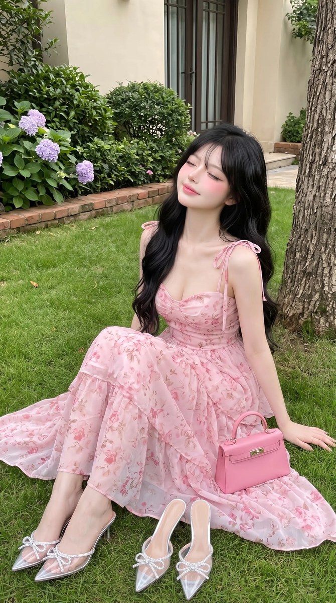 Dreamy Garden Portrait in a Pastel Pink Dress output 5