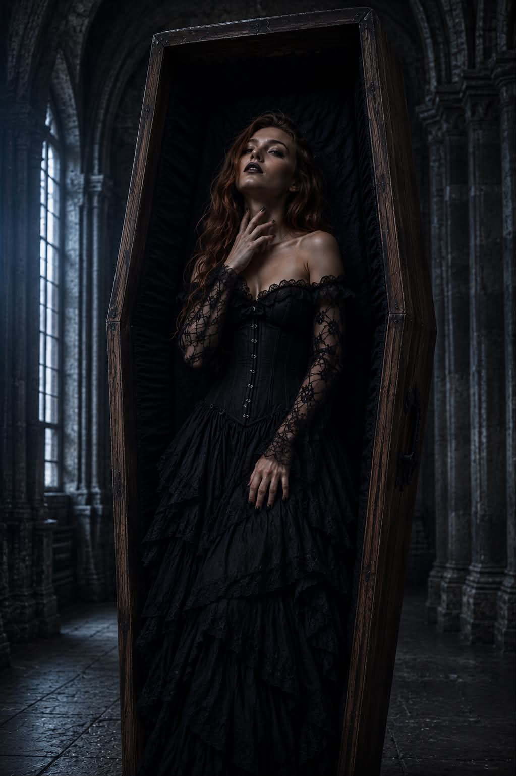 Woman in a Gothic Coffin