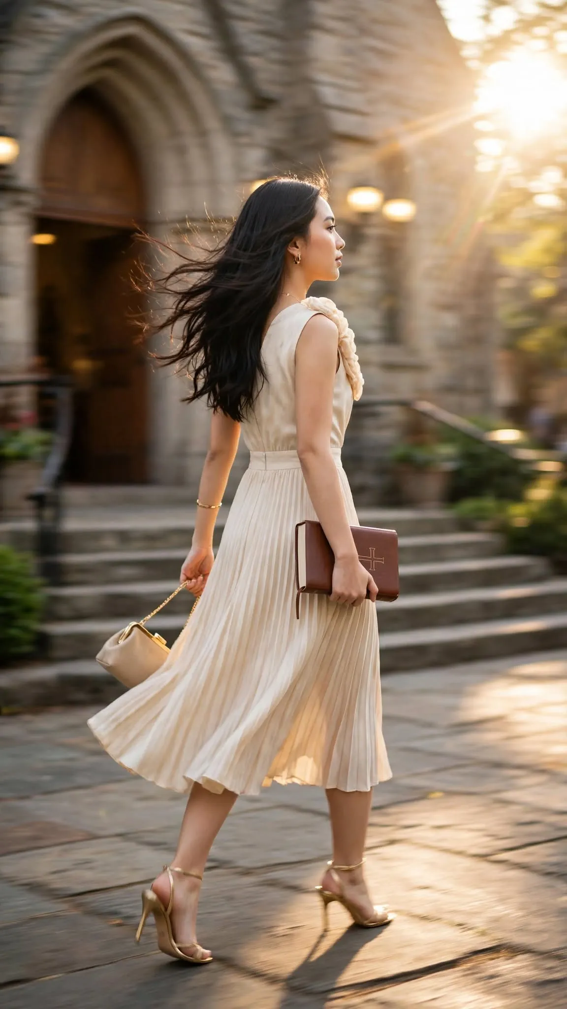Young Woman Walking Toward a Church output 6