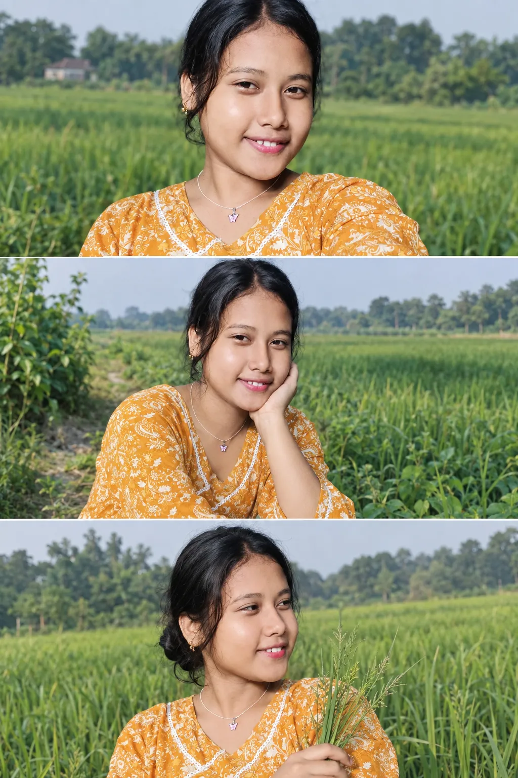 Cinematic Three-Photo Agricultural Field Collage