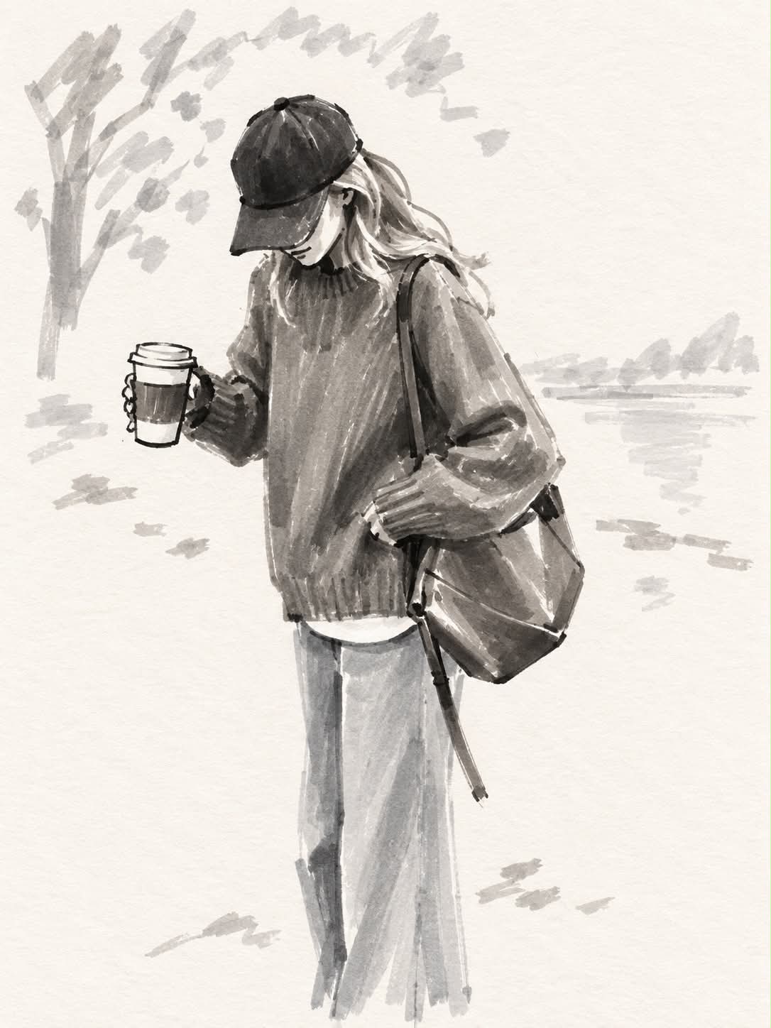 Minimal Hand-Drawn Marker Fashion Sketch