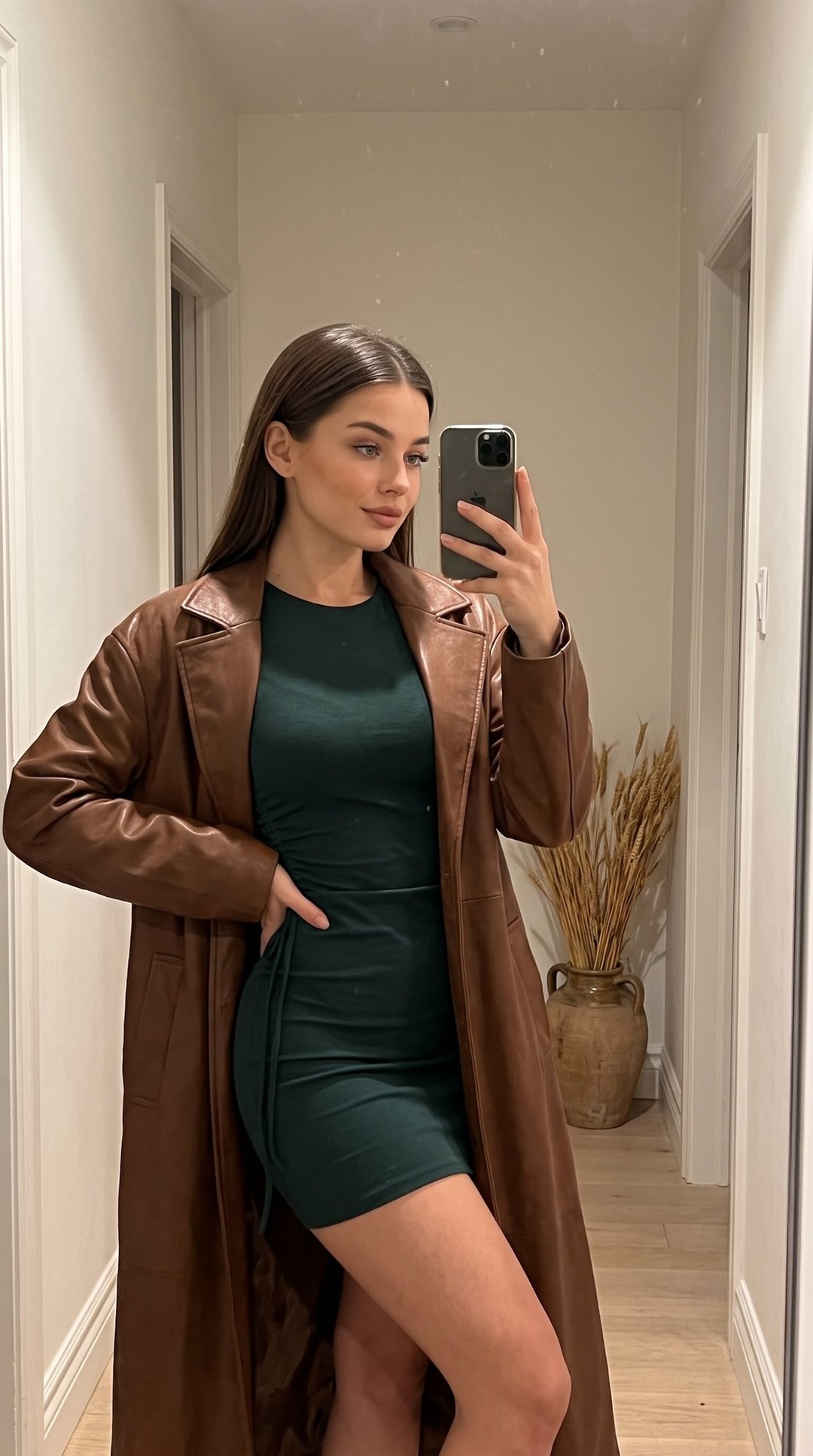 Warm Hallway Mirror Selfie