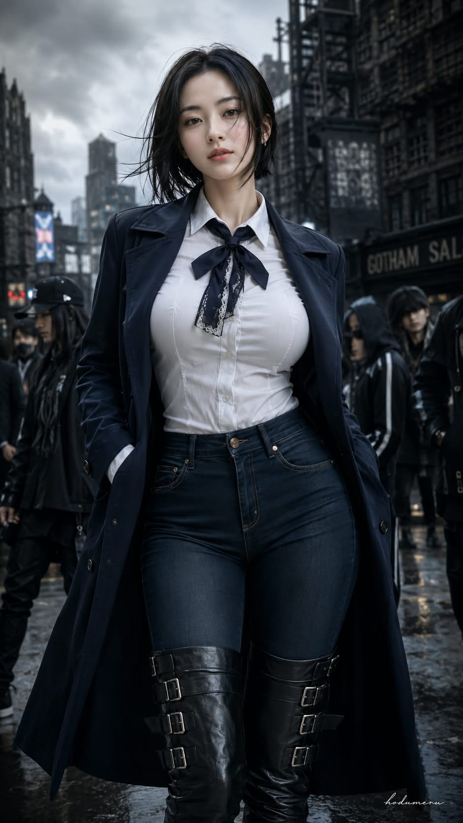 Realistic Gotham Street-Fashion Portrait