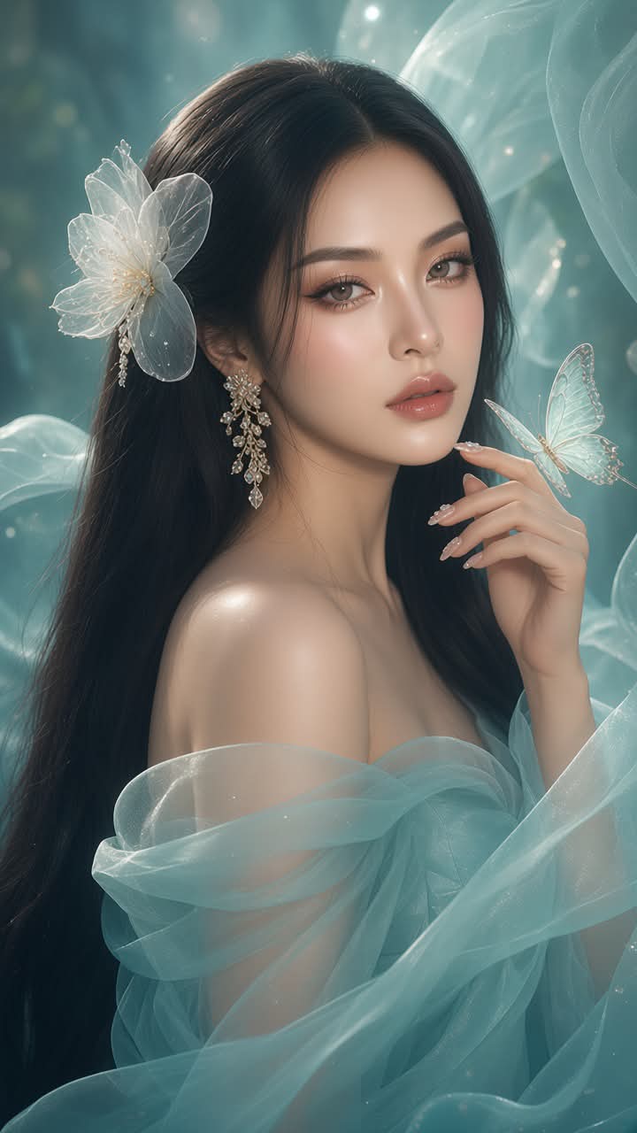 Aqua-Blue Butterfly Korean Beauty Editorial output 7