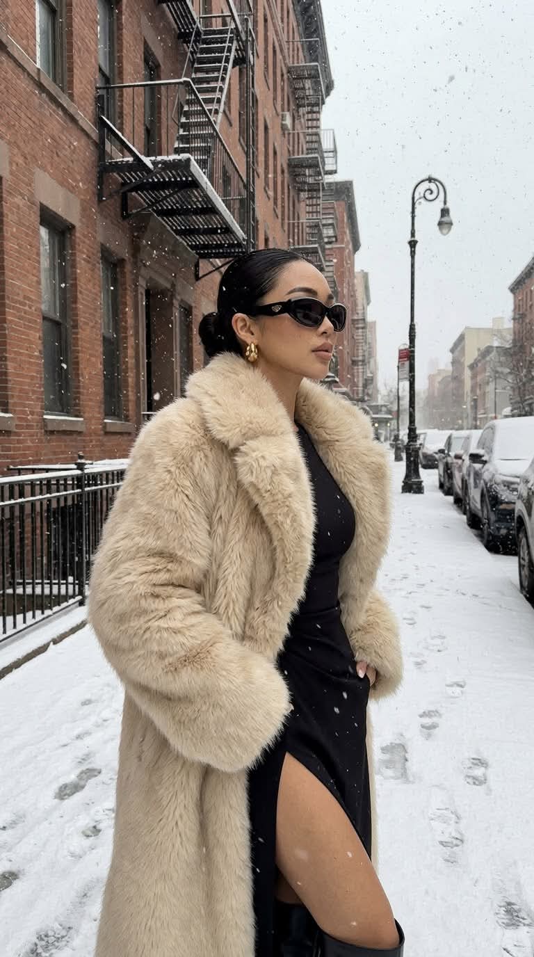 Photorealistic Winter Street Fashion Portrait