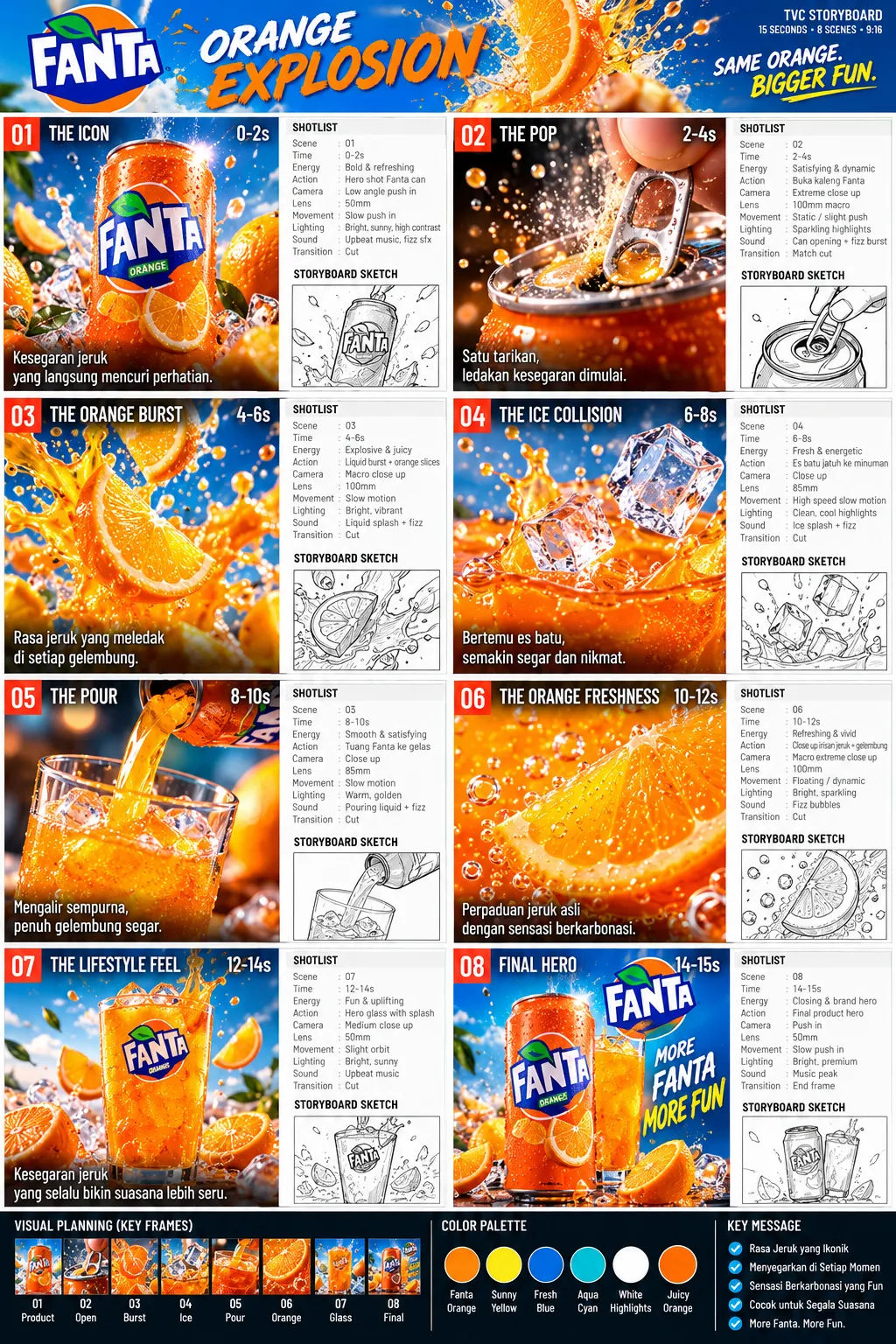 Fanta Orange Explosion Commercial Storyboard