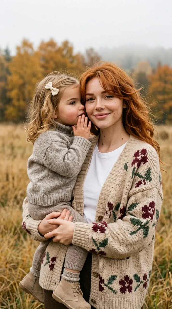 Autumn Portrait of a Mother and Daughter