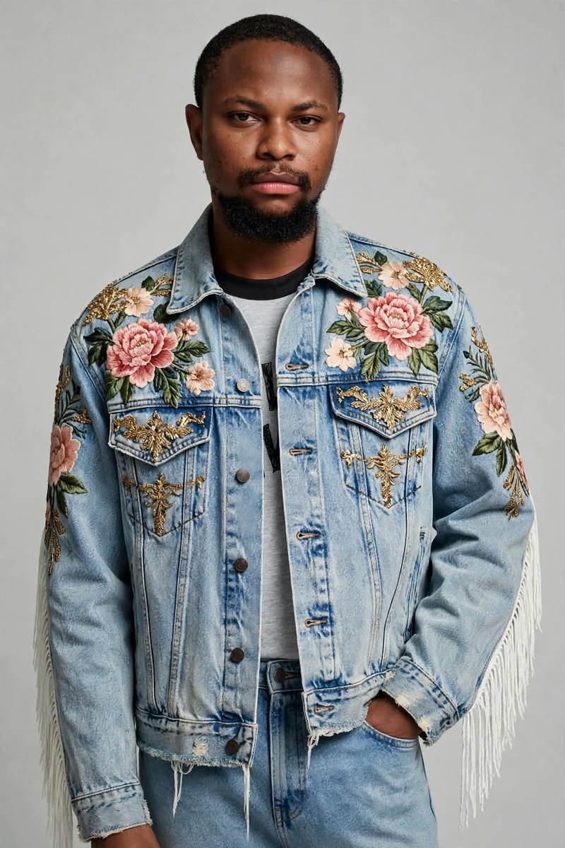 Coral-Embroidered Denim Editorial output 2
