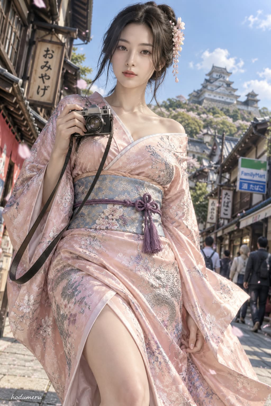 Kimono Walk on a Sunny Japanese Street