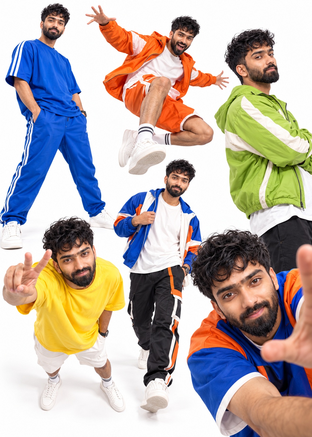 Playful Multi-Pose Tracksuit Fashion Collage