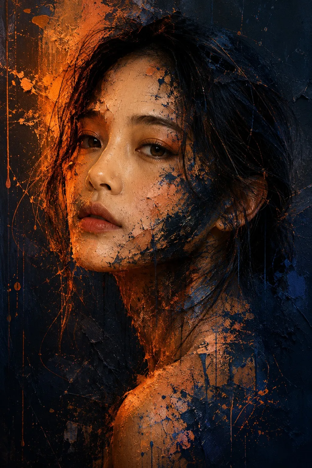 Fragments of Silence — Abstract Expressionist Portrait