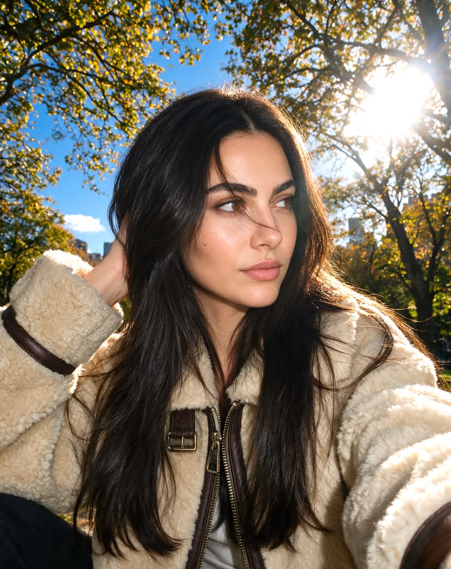 Sunlit Autumn Park Selfie output 3