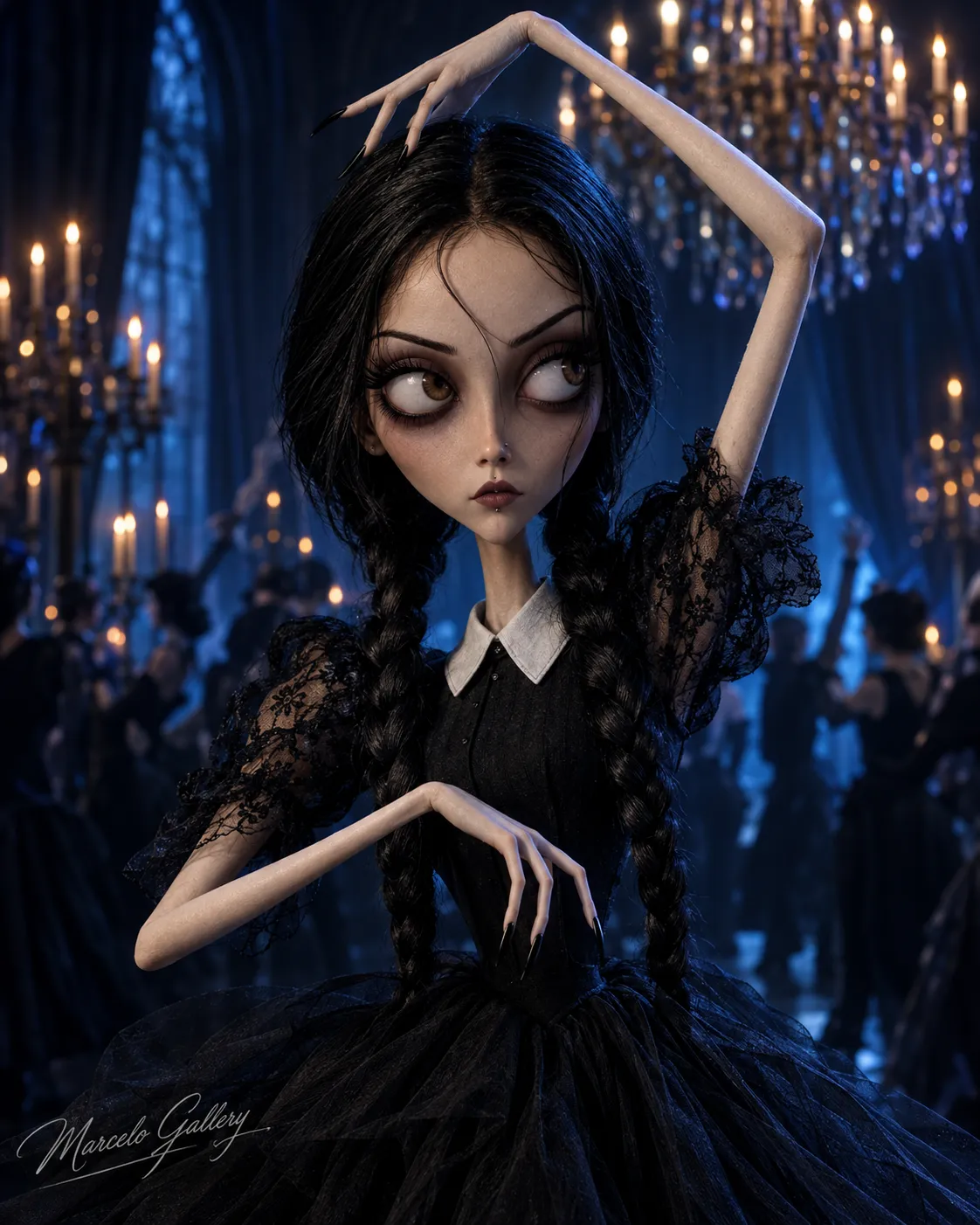 Wednesday Addams Gothic Stop-Motion Doll