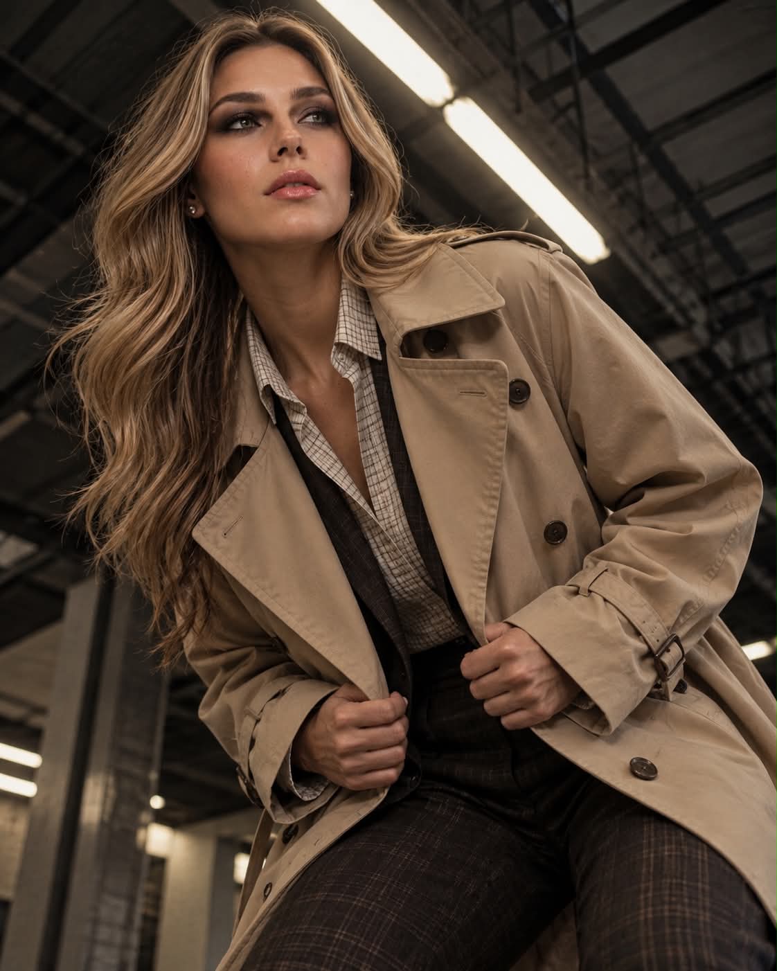 Cinematic Urban Trench Coat Fashion Editorial output 1
