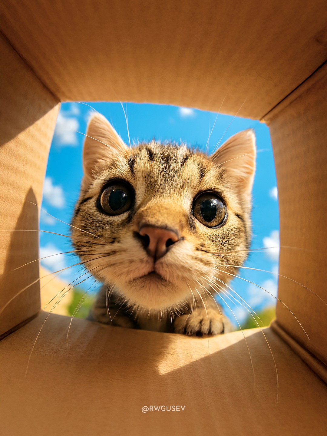 Adorable Animal Peeking Into a Box — Advertising Photo output 2