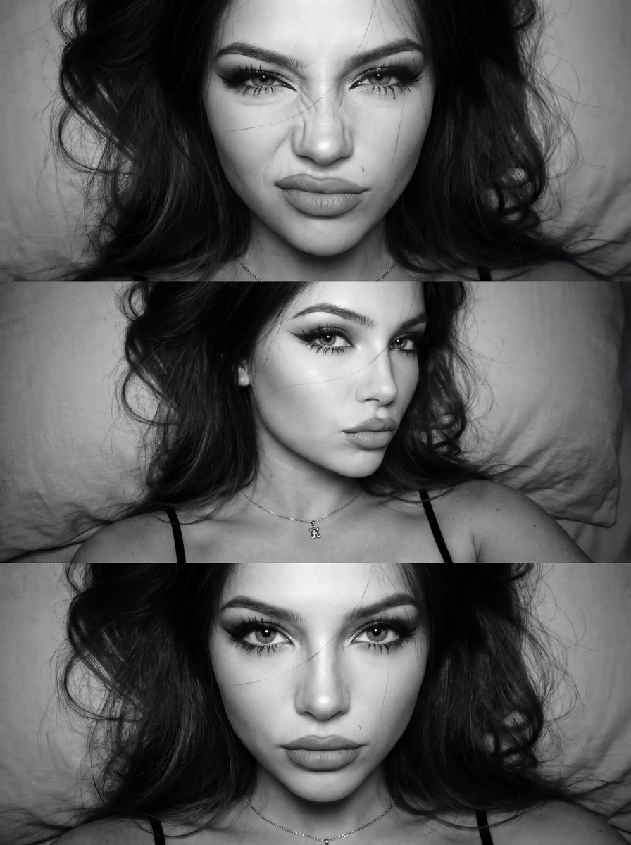 Midnight Doll Black-and-White Selfie Collage output 1