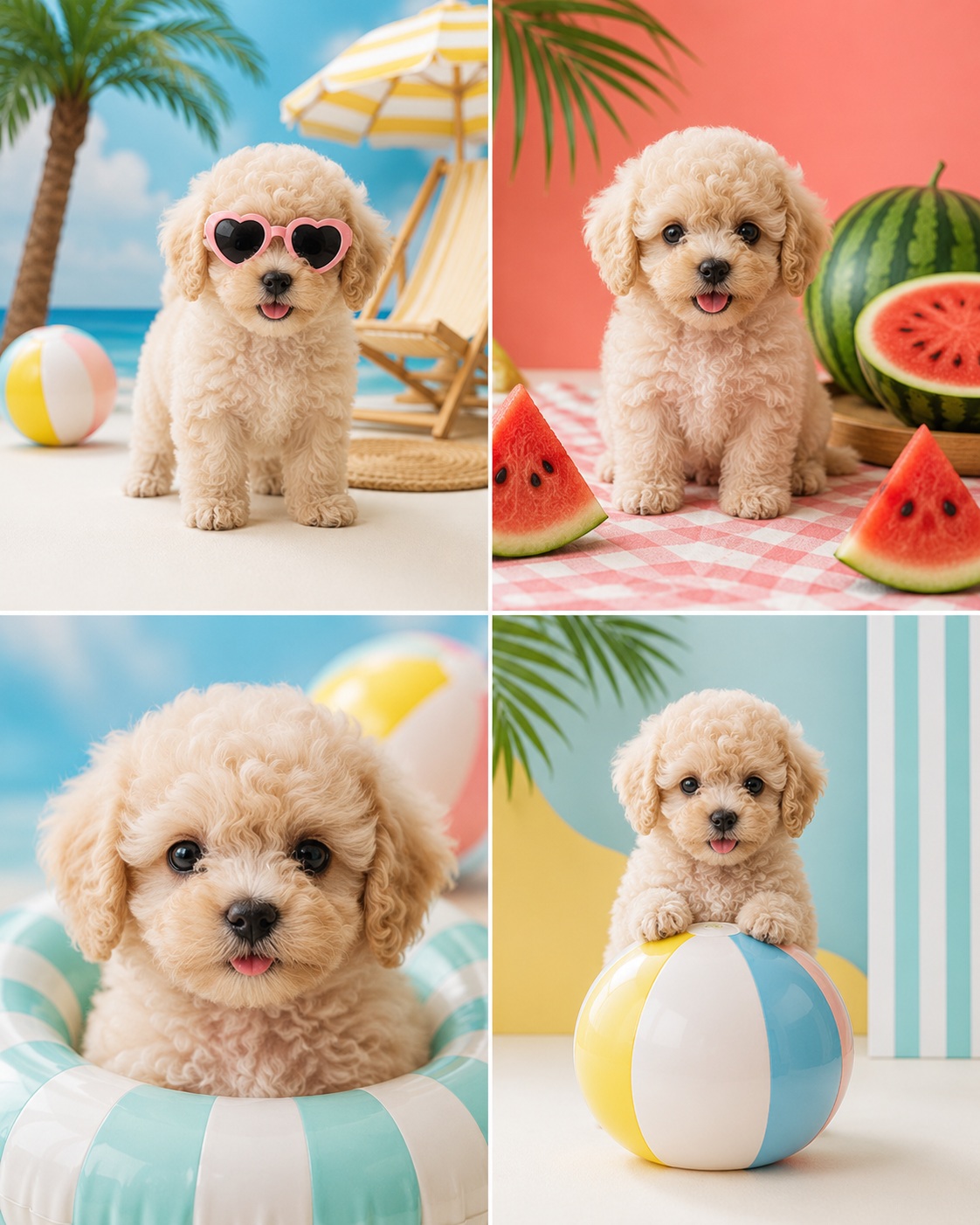 Premium Summer Pet Editorial Four-Panel Collage output 4