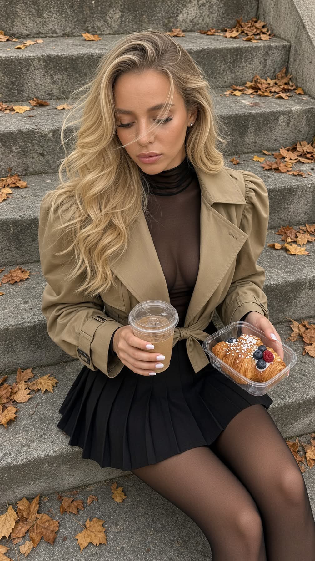Autumn Lifestyle Photo on Concrete Steps