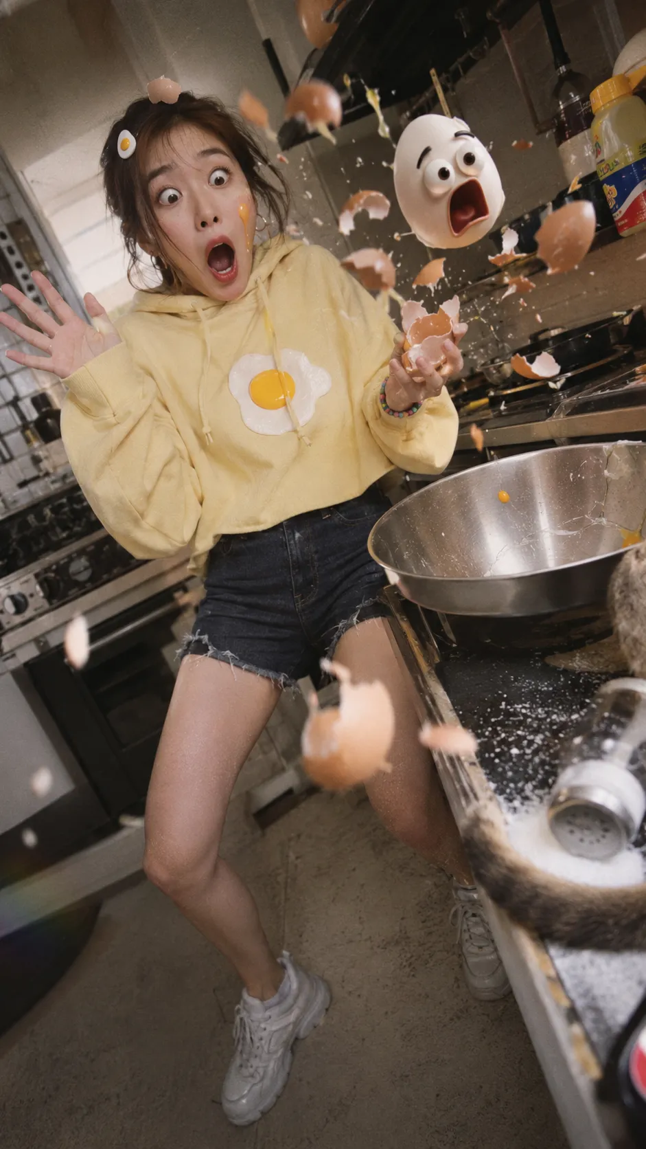 Exploding Cartoon Egg Kitchen Disaster