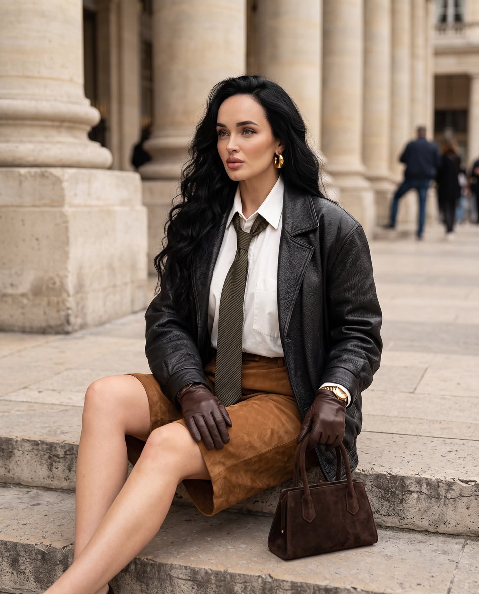 Quiet Luxury Editorial Portrait on Historic Stone Steps output 1