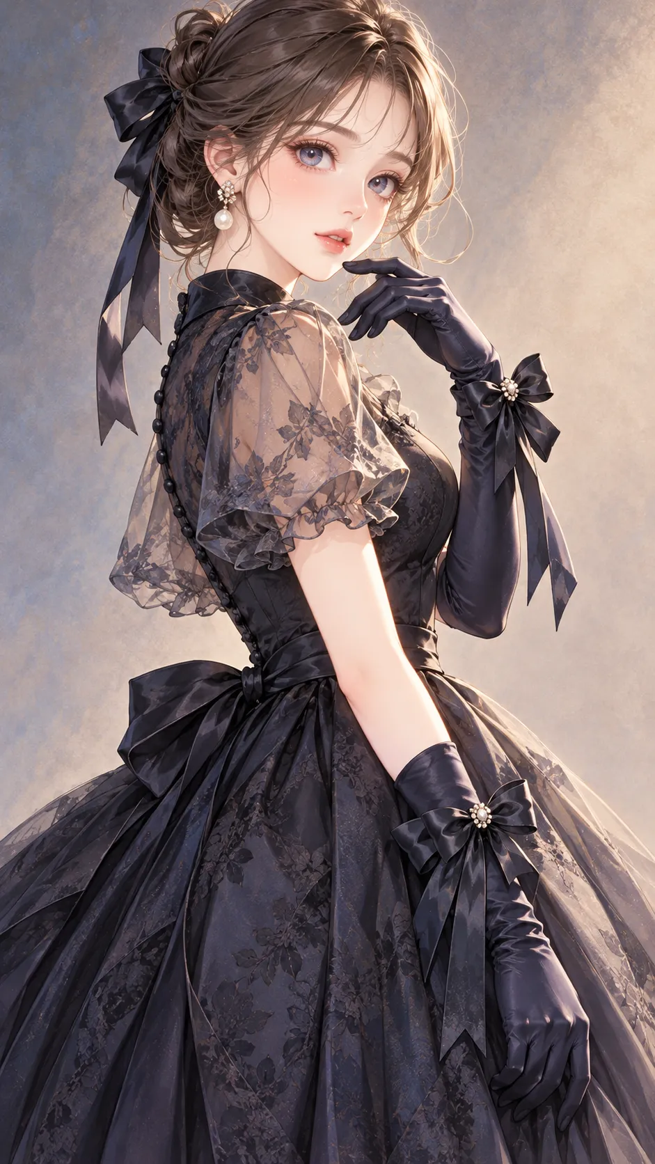 Luxury Bow-Glove Fashion Muse in Shojo Manga Style