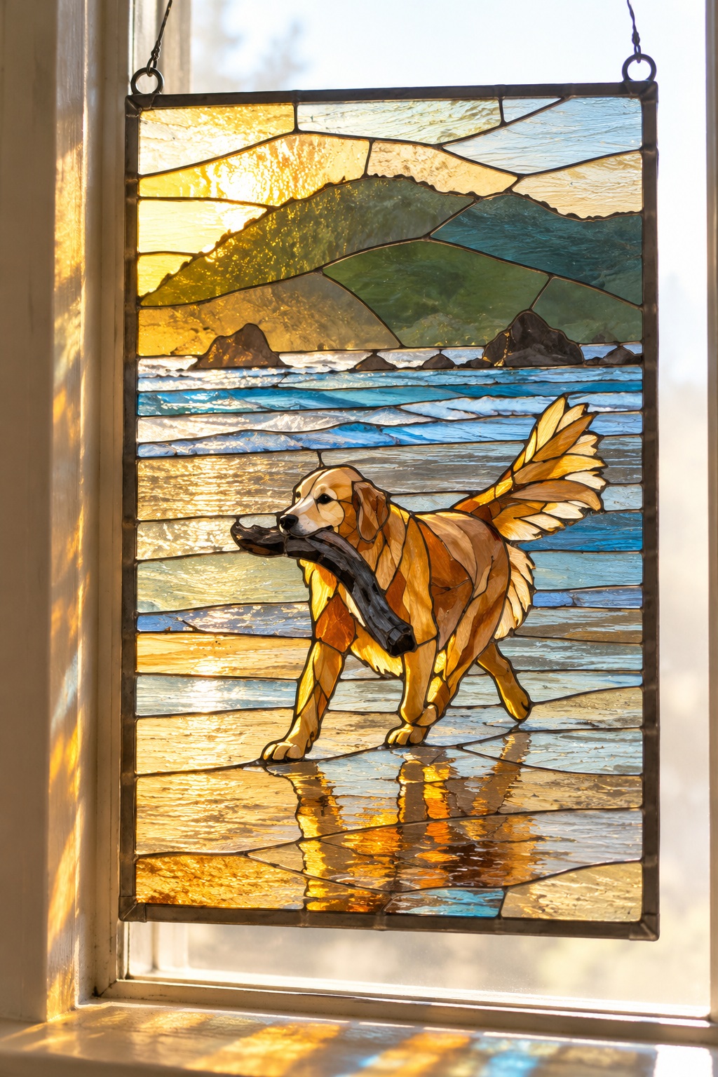 Photograph a Sunlit Stained-Glass Panel from a Reference Photo