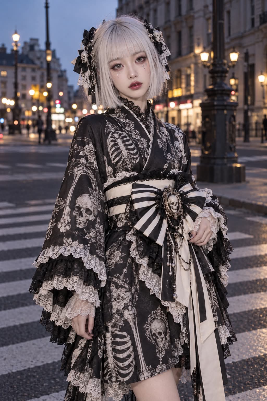 Gothic Ribcage Kimono at Twilight