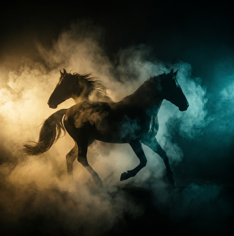 Dramatic Horse Silhouette in Cinematic Lighting