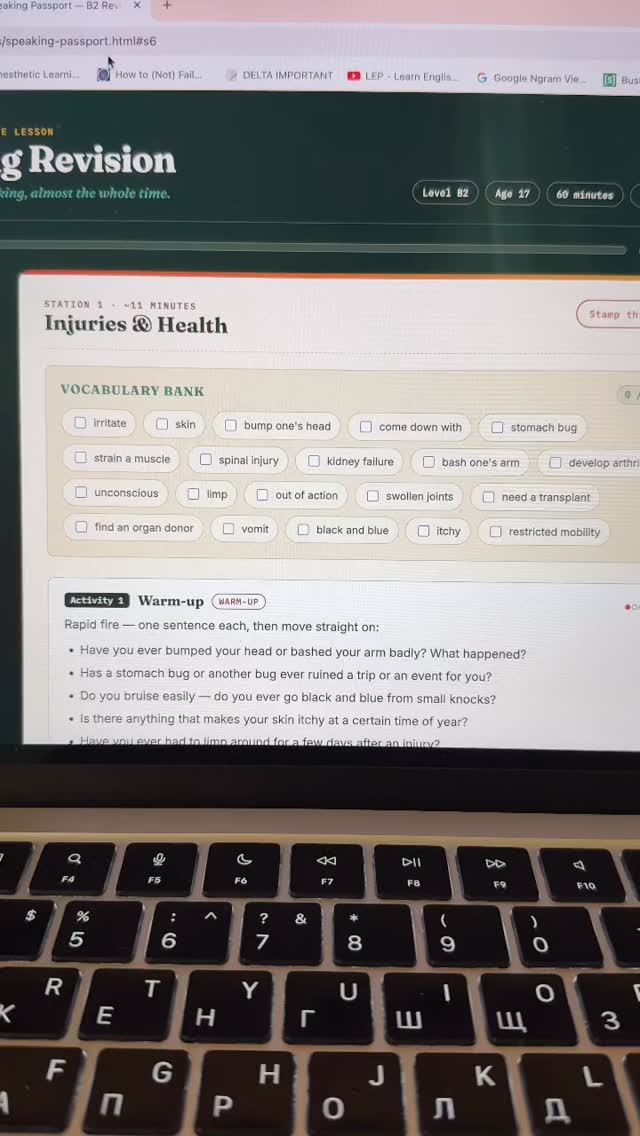 Interactive English Speaking Revision Lesson Generator