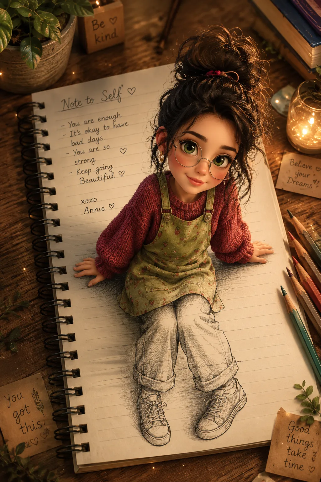 Girl Stepping Out of a Sketchbook