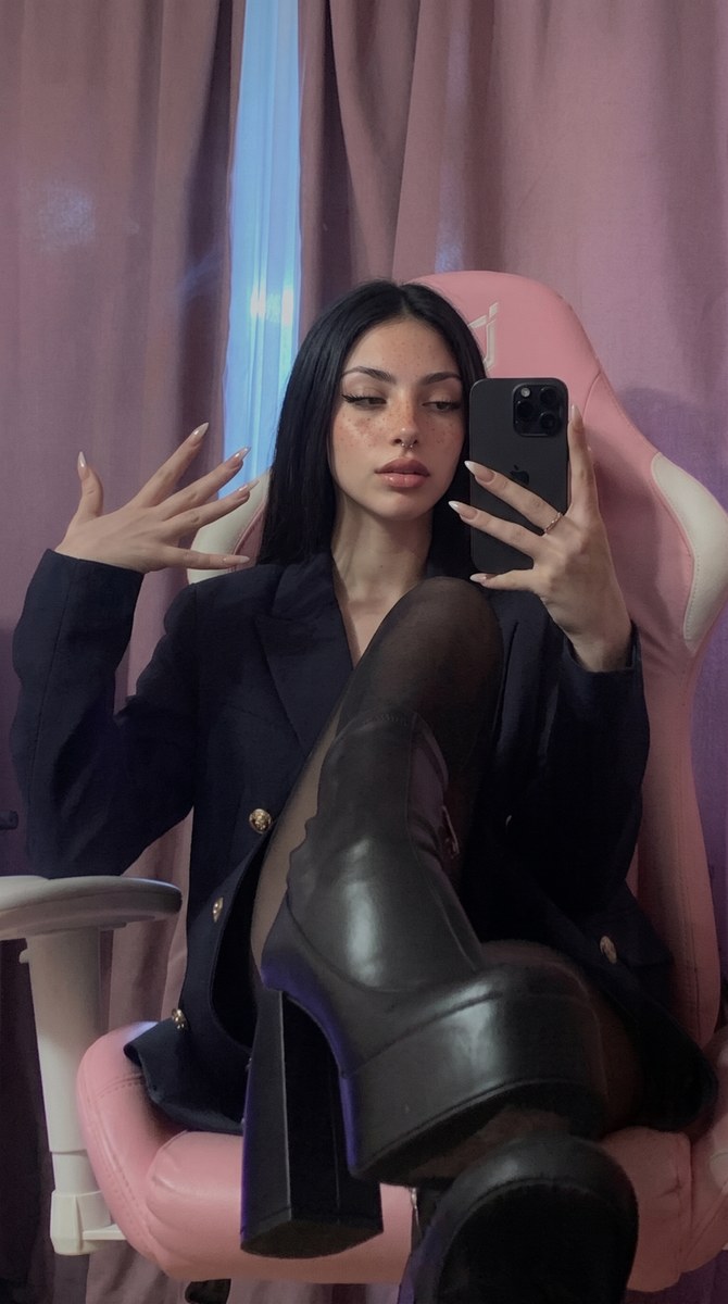 Photorealistic Pink-Lit Mirror Selfie