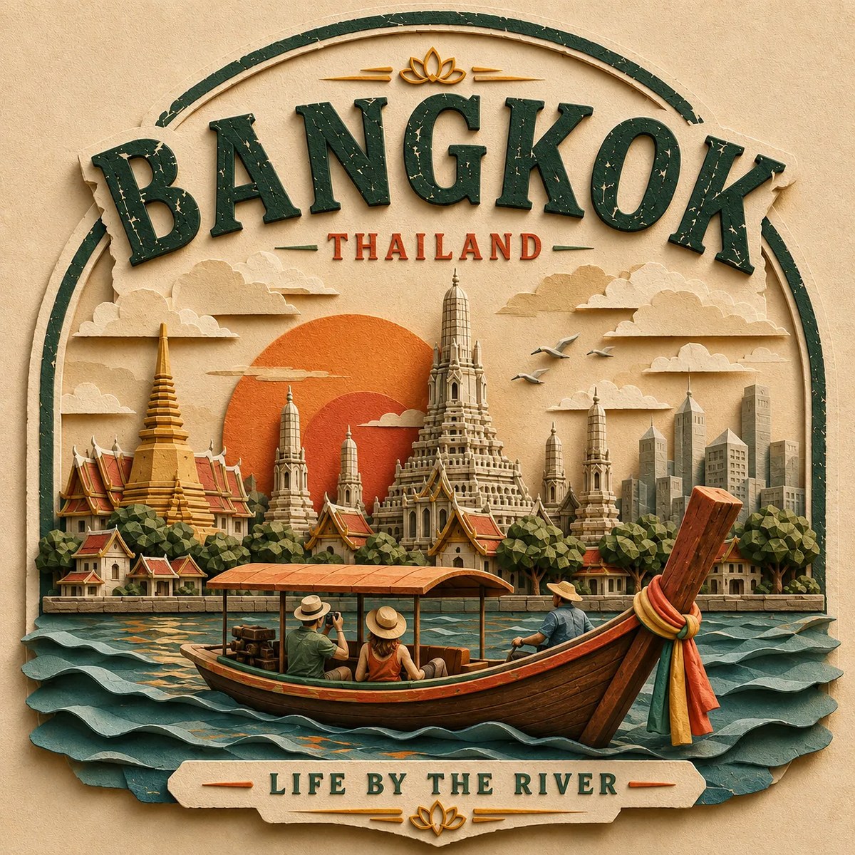 Vintage Papercraft Travel Poster Badge