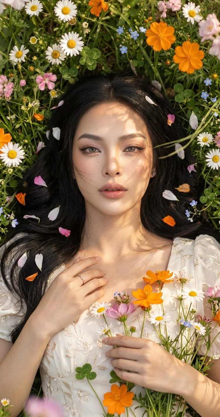 Woman in a Wildflower Meadow Portrait