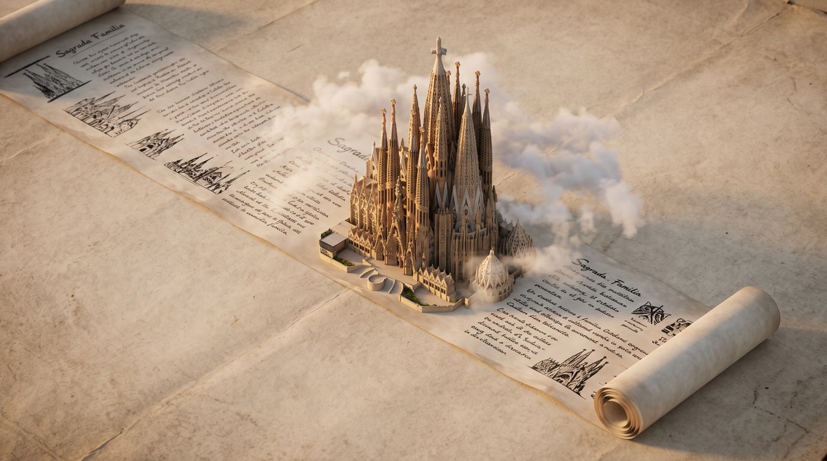 Isometric Heritage Diorama on an Aged Parchment Scroll