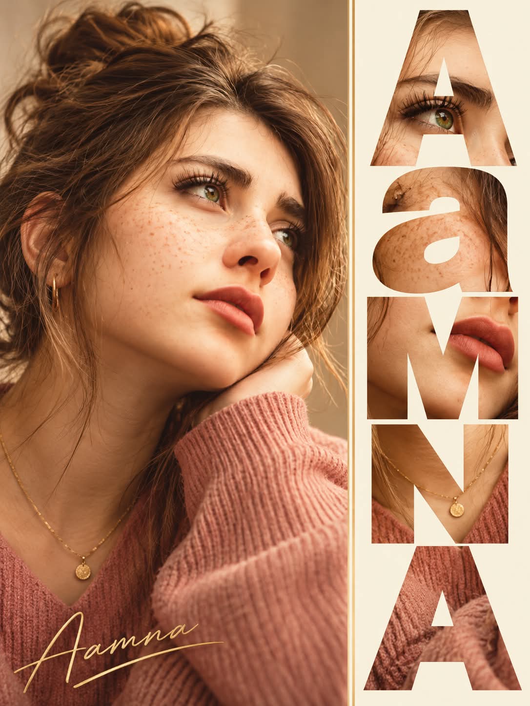 Luxury Beauty Editorial Poster with Portrait and Custom Typography output 2