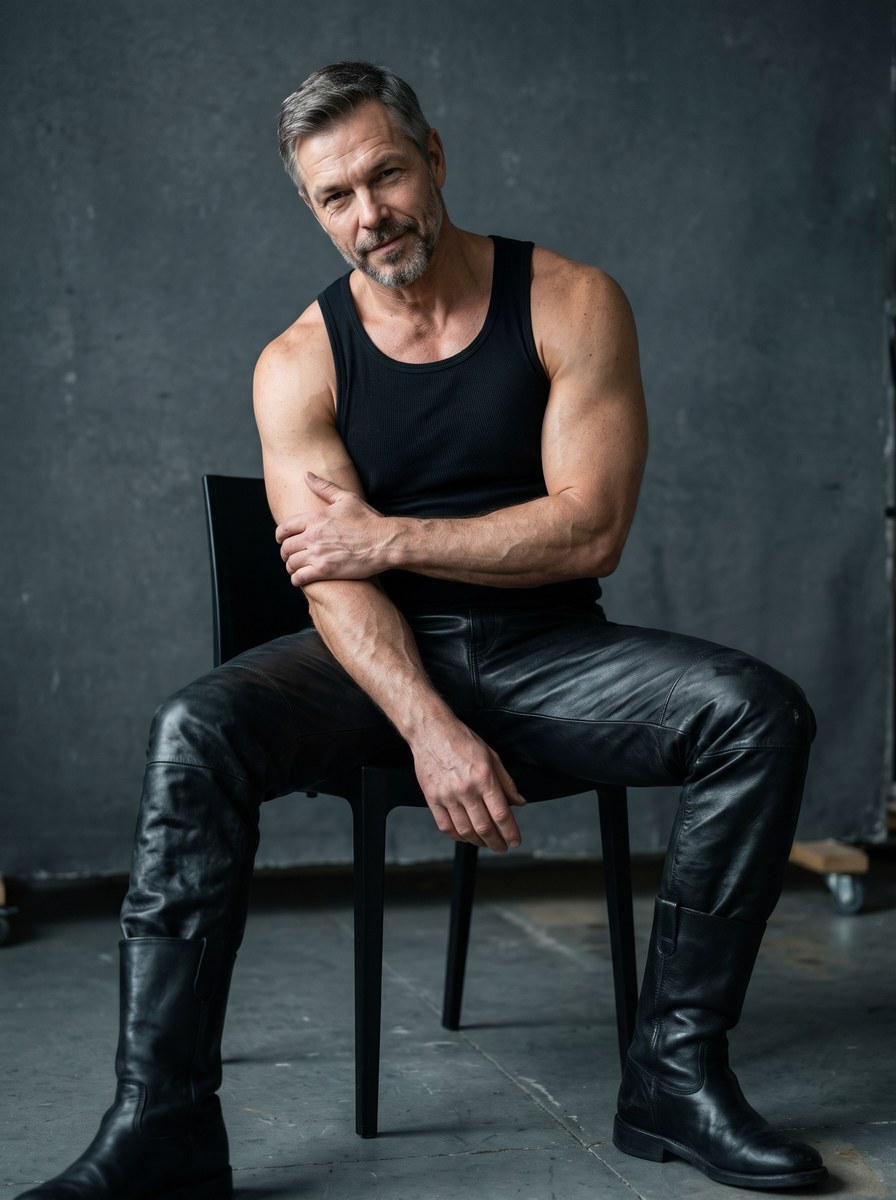 Dark Leather Editorial Portrait output 3